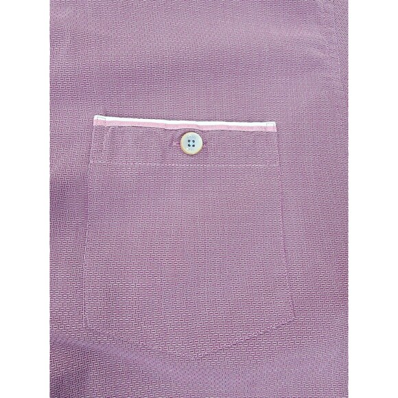 Ted Baker Shirt Mens 5 Purple Short Sleeve Button Up WONKY Geometric TH8M GA61 - Picture 4 of 11